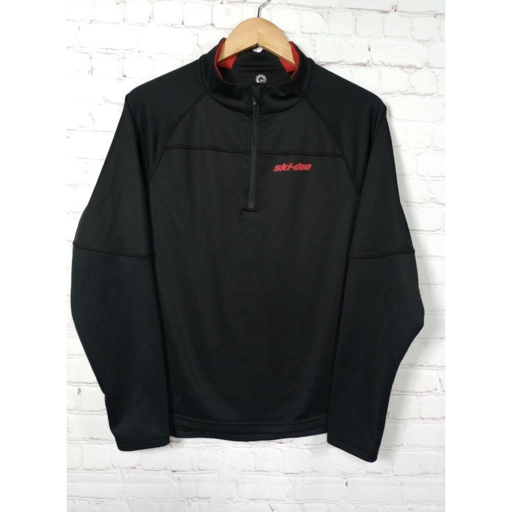 BRP Mens 1/4 Zip Pullover Sweatshirt Black Size Medium Ski Doo Graphic